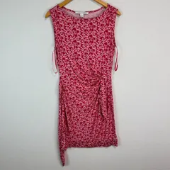 Diane Von Furstenberg ダイアンフォンファステンバーグ ワンピース 総柄 ノースリーブ シルク レッド 8サイズ レディース 古着 Y2K ギャル