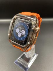 アップルウォッチ バンド apple watch カバー ベルト クリア series 9 se シリコン 44mm 45mm ケース 8 7 6 おしゃれ 高級 ステンレス ブラック 透明 シルバー 黒 金 オレンジ