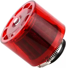 PLEAVIT バイク パワーフィルター カバー付き 雨対策 エアクリーナー 35mm 汎用 排ガス対策 全天候 赤( レッド)