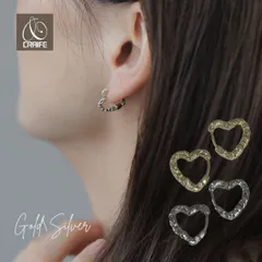 ピアス フープピアス ハート ジルコニア フープ 金属アレルギー対応 14Kコーティング レディース 大人 モダン かわいい エレガント ジュエリー ゴールド シルバー 送料無料 プチプライス高見え CRAIFE