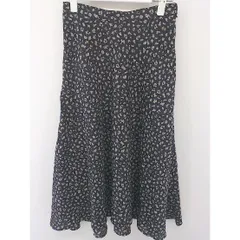 ◇ BEAUTY & YOUTH UNITED ARROWS 総柄 膝下丈 フレア スカート サイズS ブラック ベージュ グレー レディース  【中古】 【1204070002752】