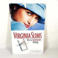 90s VIRGINIA SLIMS Advertising Tin Sign　ヴァージニアスリム　ブリキ看板　広告　ヴィンテージ　アンティーク　アメトイ
