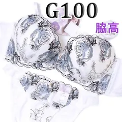 [複数購入割]34[G100&5L]ブラ ショーツ セットpan cute脇高・美胸　ホワイト　ターコイズブルー＆ブラックレース　大きなカップサイズ 　新品未使用