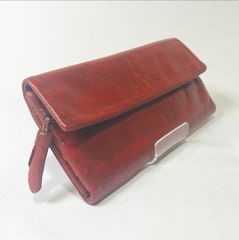 ✱genten（ゲンテン）✱無地 三つ折り レザー長財布（レディッシュブラウン）【レディース】【メンズ】