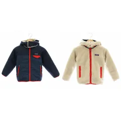 パタゴニア Patagonia Baby Reversible Tribbles Hoody リバーシブル トリブルズ フーディー 中綿ジャケット ボア ジップアップ 5T 112-118cm 紺 ネイビー ベージュ 61160 /KU