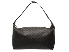 極美品 CELINE セリーヌ ハンドバッグ ワンショルダーバッグ 2way マカダム柄 ヴィンテージ PVC レザー ブラック ブラウン 中古 4b004997