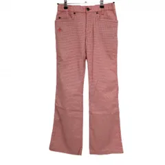 ルコックゴルフ パンツ レッド×白 細千鳥格子  レディース 7 ゴルフウェア le coq sportif