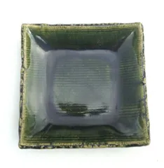 古織部　織部焼　角皿　菓子皿　蔵出し　織部釉　４客 古織部 織部焼 角皿 菓子皿 蔵出し 織部釉 4客