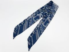 HERMES エルメス ツイリー スカーフ フリル エプロン・ドール シルク ネイビー ブラック ホワイト H852978S 美品