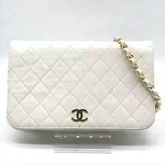 良品 CHANEL シャネル マトラッセ ラムスキン ココマーク プッシュロック チェーン ショルダー バッグ ホワイト ブランド 鞄 k5964