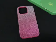 ■美品■ SWAROVSKI スワロフスキー グリッター グラデーション アイフォンケース スマホケース  Phone14 PRO 対応 ピンク系 DI2495
