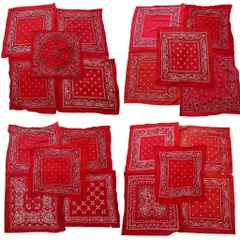 古着卸 まとめ売り ペイズリー柄 バンダナ 小物 20枚セット (ユニセックス ) レッド 赤 レッドホワイト 中古 古着 NA8045