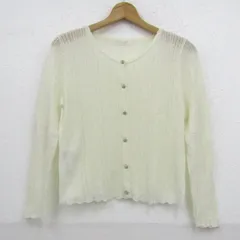 フェルゥ カーディガン トップス 長袖 クルーネック 透かし編みニット レディース 2サイズ ホワイト Feroux 【中古】