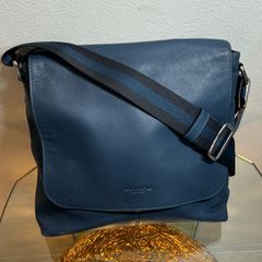 ΩNA3491 大人気！ COACH コーチ ショルダーバッグレザー ブルー ネイビー 系 メンズ H1747-F72862