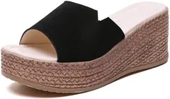 G-tiamo ジーティアモ 厚底 サンダル レディース ミュール ウェッジ ソール( ブラック,  23.5 cm)