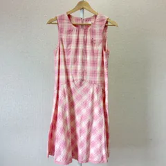 【組曲KID・ワンピース♡ お呼ばれ / 結婚式に】 ピンクを基調とした ふち取り総レース ＆ チェック柄 （ピンク・ホワイト・ペールオレンジ）ノースリーブワンピース　KUMIKYOKU キッズLサイズ　150 - 160㎝