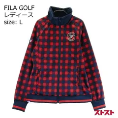 FILA GOLF フィラゴルフ 裏起毛 ジップジャケット チェック柄 レッド系 L [240101147289]