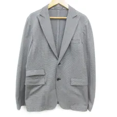 デザインワークス DESIGNWORKS テーラードジャケット ミドル丈 シングルボタン 千鳥格子柄 大きいサイズ 46 白 黒 ホワイト ブラック /FF30