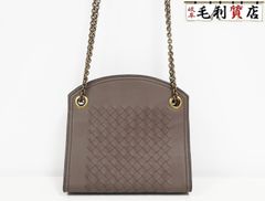 ボッテガ ヴェネタ BOTTEGA VENETA イントレチャート チェーン ショルダー バッグ レザー グレージュ レディース バッグ