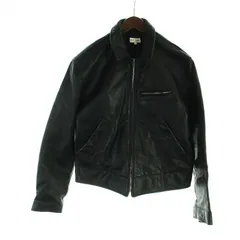 ポールスミス PAUL SMITH レザー ジャケット ブルゾン ライダース 革ジャン ジップアップ L 黒 ブラック ■GY18 /MQのサムネイル