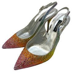 ドルチェ&ガッバーナ ドルガバ スパンコール パンプス スリングバック レインボー ラインストーン DOLCE＆GABBANA[サイズ37 1/2(約24.5cm)]