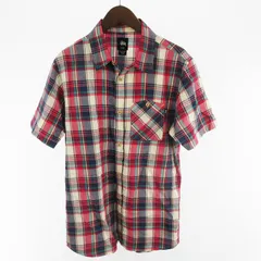 ステューシー STUSSY 00’S シャツ 半袖 チェック柄 ポケット マルチカラー レッド ネイビー ホワイト コットン M オールド ヴィンテージ