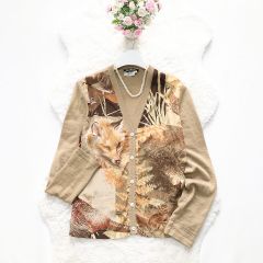 サルヴァトーレフェラガモ カーディガン 花柄 ウール シルク 異素材 