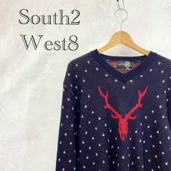 South2 West8 サウスツーウエストエイト ウール100％ ニット セーター トップス 総柄 M ネイビー  メンズ ファッションのサムネイル