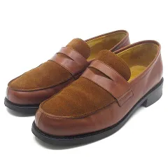 パラブーツ Paraboot ダックス DAX/GALAXY FINE スエード コンビ ローファー レザー ブラウン 7 約26cmのサムネイル