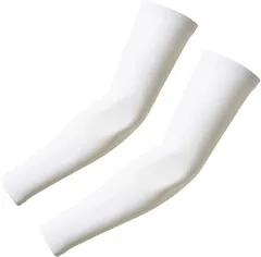 CUBATTY アームカバー 冷感 日焼け止め メンズ レディース 涼しい サラサラ 無地 吸汗速乾 滑り止め ゴルフ 野球 ランニング スポーツ 作業用 腕カバー(ホワイト,  M)