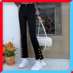 新品 アンクル丈 デニムパンツ レディース 韓国 セミフレア クロップド 美脚ジーンズ 【送料無料】