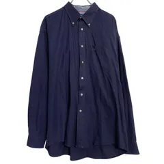 TOMMY HILFIGER 長袖 無地シャツ XL 程 ネイビー トミーヒルフィガー ボタンダウン ビッグサイズ 古着卸 アメリカ仕入 a701-5328のサムネイル