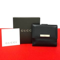極 美品 箱付き GUCCI グッチ ロゴ 金具 レザー 本革 二つ折り