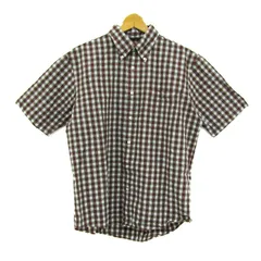 ランズエンド 半袖シャツ トップス チェック柄 ボタンダウン メンズ Mサイズ 赤×緑 LAND'S END 【中古】