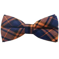 オレンジ ブルー チェック 蝶ネクタイ ボウタイ 簡易装着タイプ