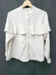 ◇ ⊂ N. Natural Beauty Basic エヌ バンドカラー ラッフル 長袖 ブラウス サイズM ライトベージュ系 レディース E  【1507010015615】