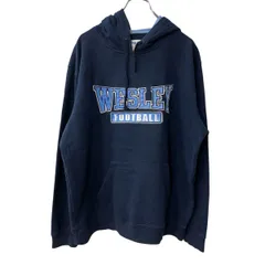 Champion ロゴスウェット パーカー 2XL ネイビー チャンピオン ビッグサイズ フーディー フットボール 古着卸 アメリカ仕入 a709-5109