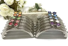 and.A がま口 口金 10.5ｃｍ アクリルパールビーズ 10色セット ゴールド シルバー 丸型 縫付 ハンドメイド リメイク( シルバーｘ10色セット)