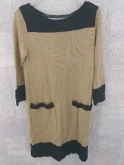 ◇ Liesse リエス 長袖 膝丈 ニット ワンピース ブラウン ブラック レディース  【1002800775279】