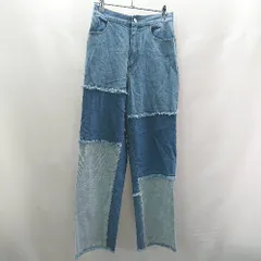 ◇ Θ LAVEANGE ラビアンジェ ウエストゴム 綿混合 パッチワーク デニム サイズM ブルー系 レディース E  【1409240015208】