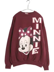 【お得なクーポン配布中!】 90s USA製 ミニー マウス プリント スウェット メンズ レディース L 程 オールド ディズニー オフィシャル キャラクター トレーナー 裏起毛