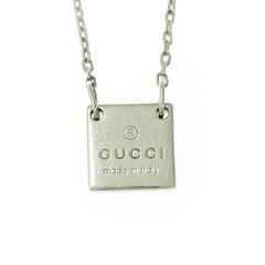 【中古】GUCCI グッチ シルバー ロゴ スクエアプレート ネックレス 6.0g 925刻印 407864 ネックレス