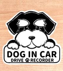 ドッグインカー.ドライブレコーダー【シュナウザー.ボード】マグネットタイプ/シールタイプ/吸盤タイプ/
