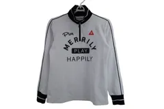 【美品】le coq sportif(ルコックスポルティフ) 長袖ハーフジップシャツ 白黒 レディース M ゴルフウェア 2507-0542 中古