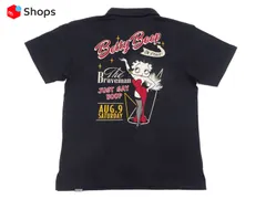 ブレイブマン BRAVE-MAN ベティ・ブープ ポロシャツ BBB-2321 「ダンサー ベティちゃん」 天竺ポロ カスタム刺繍 BBB-2321  BRAVEMAN × Betty Boop Custom Emb polo  黒 