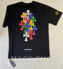 美品 Chrome Hearts MLTCOL CEM CRS T-SHRT クロムハーツ 胸ポケット プリント ファッション レディース メンズ  トップス Ｔシャツ 半袖 ブラック 夏 通気性 マルチカラークロスTシャツ