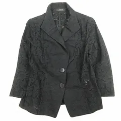 マダムジョコンダ MADAM JOCONDE コットン オーバー レース ショート ジャケット 花柄 ボタニカル フラワー 九分袖 ブルゾン アウター 40/L 黒 ブラック レディースのサムネイル