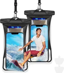 SHANSHUI 互換品 2枚セット 防水ケース 水に浮く IPX8認証 クリア 顔認証 撮影 通話 画面操作 浮き輪 海 温泉 風呂 プール 雨 潜水 スマホ用 防水バック(ブラック-浮き型)