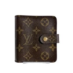ルイヴィトン M61667 モノグラム カード用ポケットファスナー付 コンパクトジップ 二つ折り財布 LOUIS VUITTON ブラウン