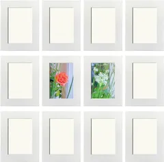 Haojiaho 展示用 フォトフレーム 12個セット アートフレーム 壁掛け 厚紙製 超軽量 白 インテリア シンプル 写真飾り おしゃれ 額縁 透明保護フィルム 壁掛け用粘着シート付き(7.9x11.7cm)